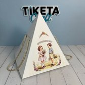 קופסת פרמידה 3 קומות עם כיסוי וידיות + 2 דפי מדבקות למיתוג